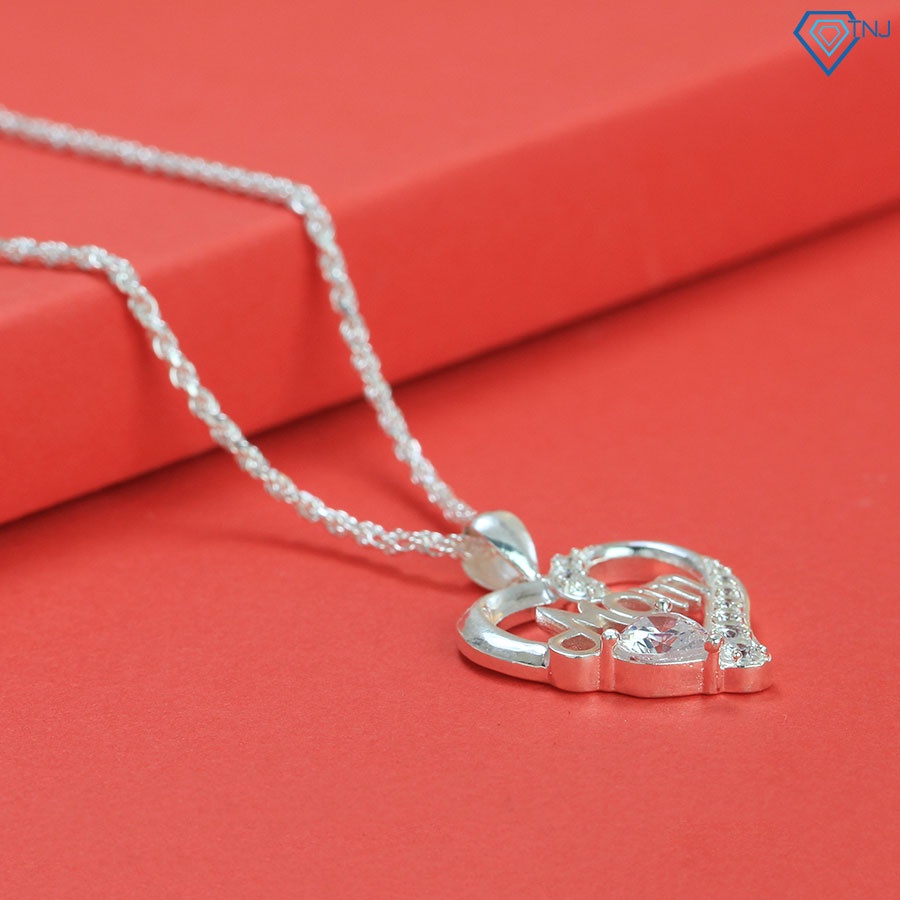 Quà tặng mẹ sinh nhật - Vòng cổ nữ bạc 925 mặt trái tim chữ Mom DCN0595 - Trang Sức TNJ