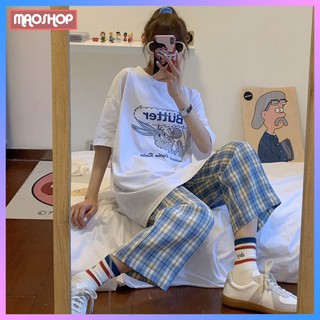 Set đồ nữ Maoshop quần ống rộng và áo thun tay lỡ unisex, Bộ đồ nữ mùa hè form rộng ulzzang Hàn Quốc - B02