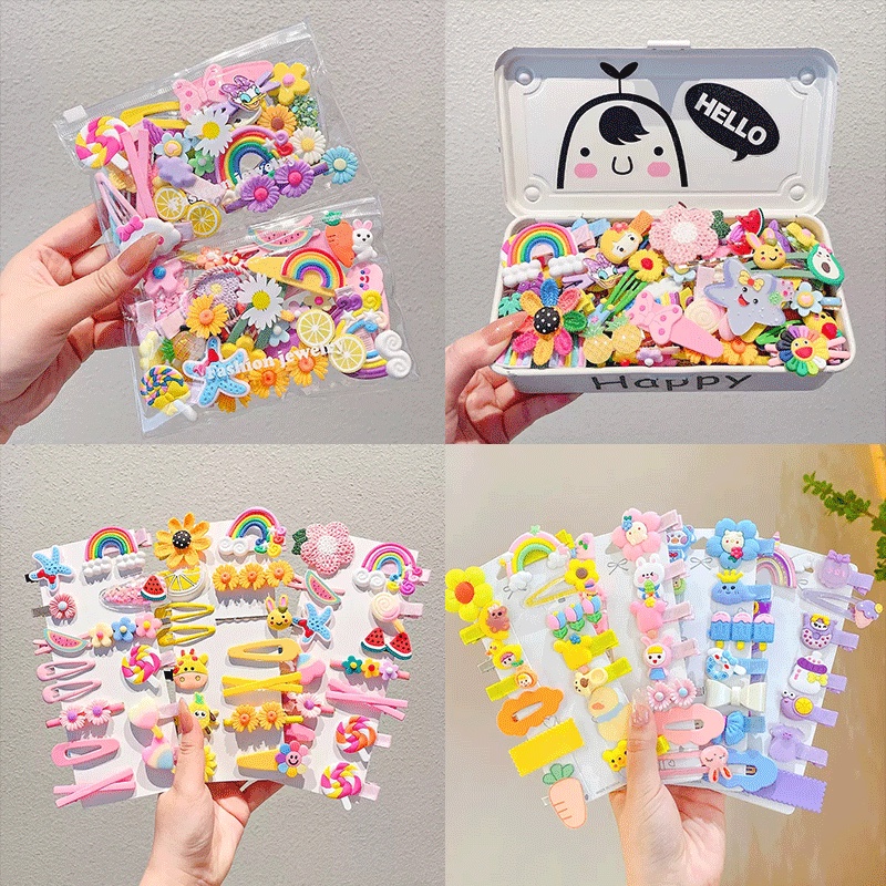 Bộ Kẹp Tóc Nơ Họa Tiết Trái Cây Hoạt Hình Dễ Thương Phong Cách Hàn