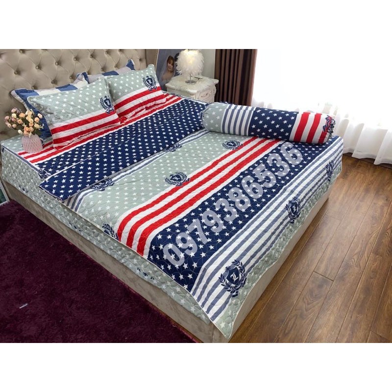 TRỌN BỘ GA PHỦ CHẦN BÔNG 5 MÓN - CỜ MĨ