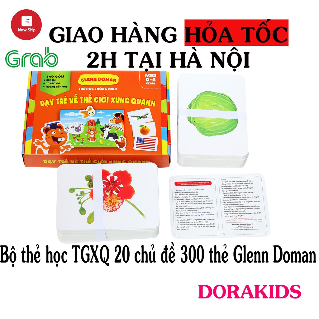 Bộ thẻ học thông minh 20 chủ đề TGXQ nâng cao 300 thẻ chuẩn Glenn Doman cho bé từ 0-6 tuổi khổ 15x21cm Ivory cao cấp