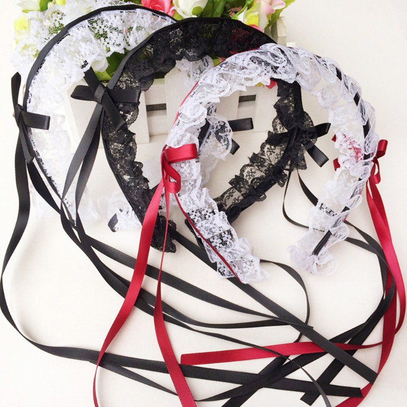 Cài tóc phối nơ ren phong cách lolita Nhật Bản thời trang ngọt ngào dành cho nữ