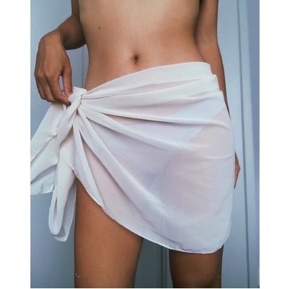 Khăn voan quấn bikini 2 màu trắng/ đen