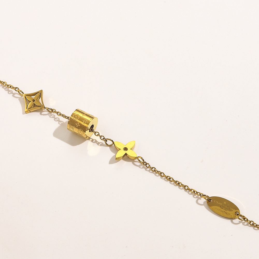 Vòng Tay Louis Vuitton Bằng Thép Titan Họa Tiết LV Monogram