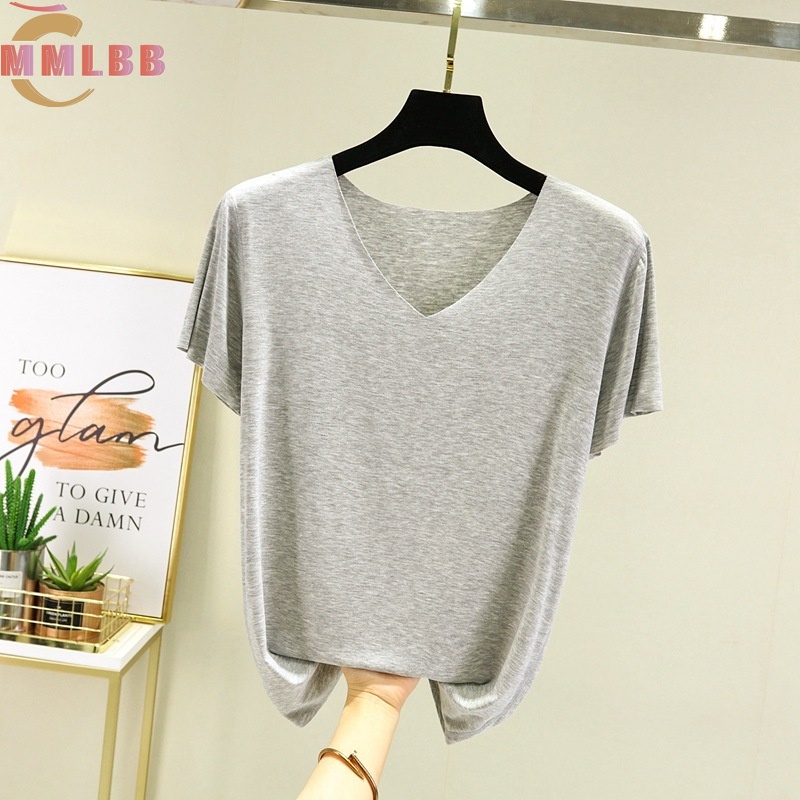 Áo Thun NgắN Tay Cổ Chữ V MàU Trơn Cho Nữ