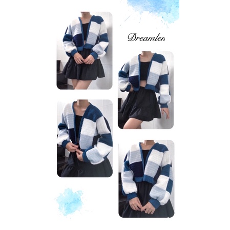 𝘽𝙖𝙗𝙮 𝘽𝙡𝙪𝙚 𝙋𝙖𝙩𝙘𝙝𝙬𝙤𝙧𝙠 𝘾𝙖𝙧𝙙𝙞𝙜𝙖𝙣 Áo khoát cardigan 100% handmade