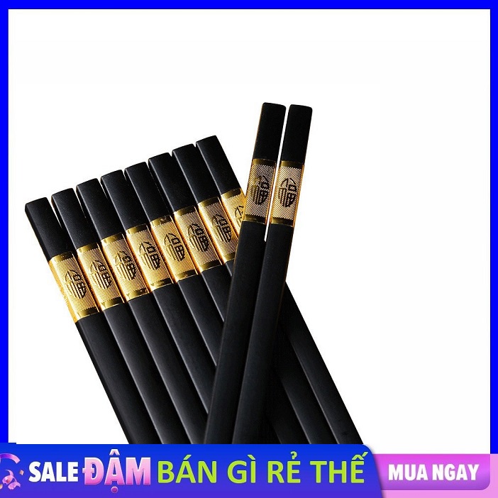 Bộ 10 đôi Đũa mạ vàng, Đũa ăn cao cấp đũa khảm vàng hàn quốc Chống Trơn- Chống Trượt- Chống Mốc- Sử Dụng Lâu Dài