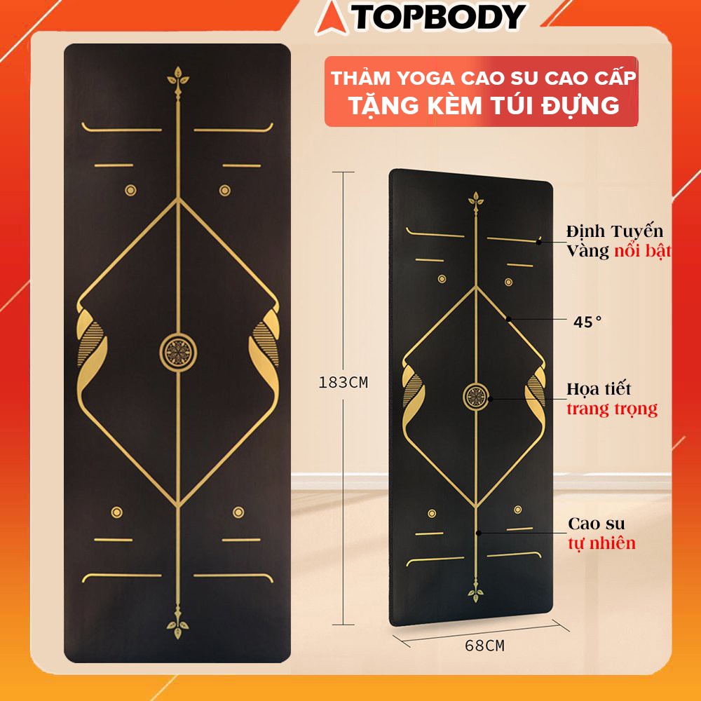 Thảm Tập Yoga Định Tuyến Da PU Cao Cấp, Thảm yoga chống trượt sang trọng chính hãng TOPBODY