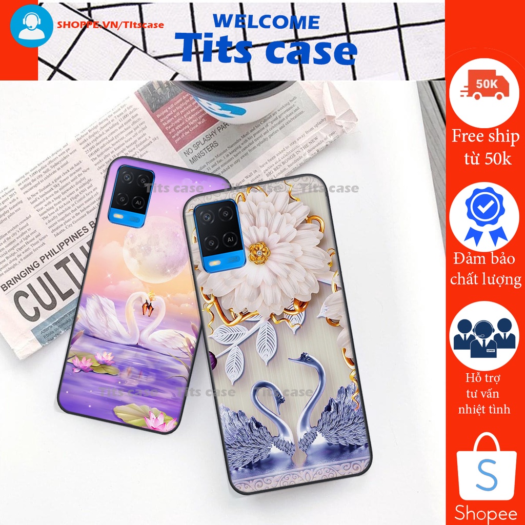 Ốp lưng  Oppo A54 in hình thiên nga,hoa may mắn, đặc sắc ĐỘC - LẠ - BỀN