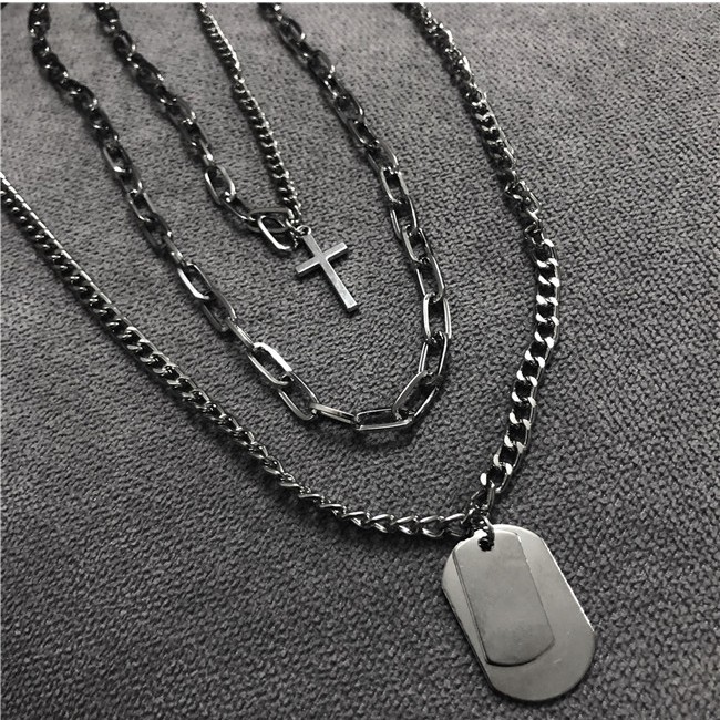 Dây chuyền nhiều lớp mặt thánh giá phong cách retro Âu Mỹ cá tính thời trang cho nam và nữ