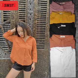 Áo sơ cotton nữ From rộng SM37