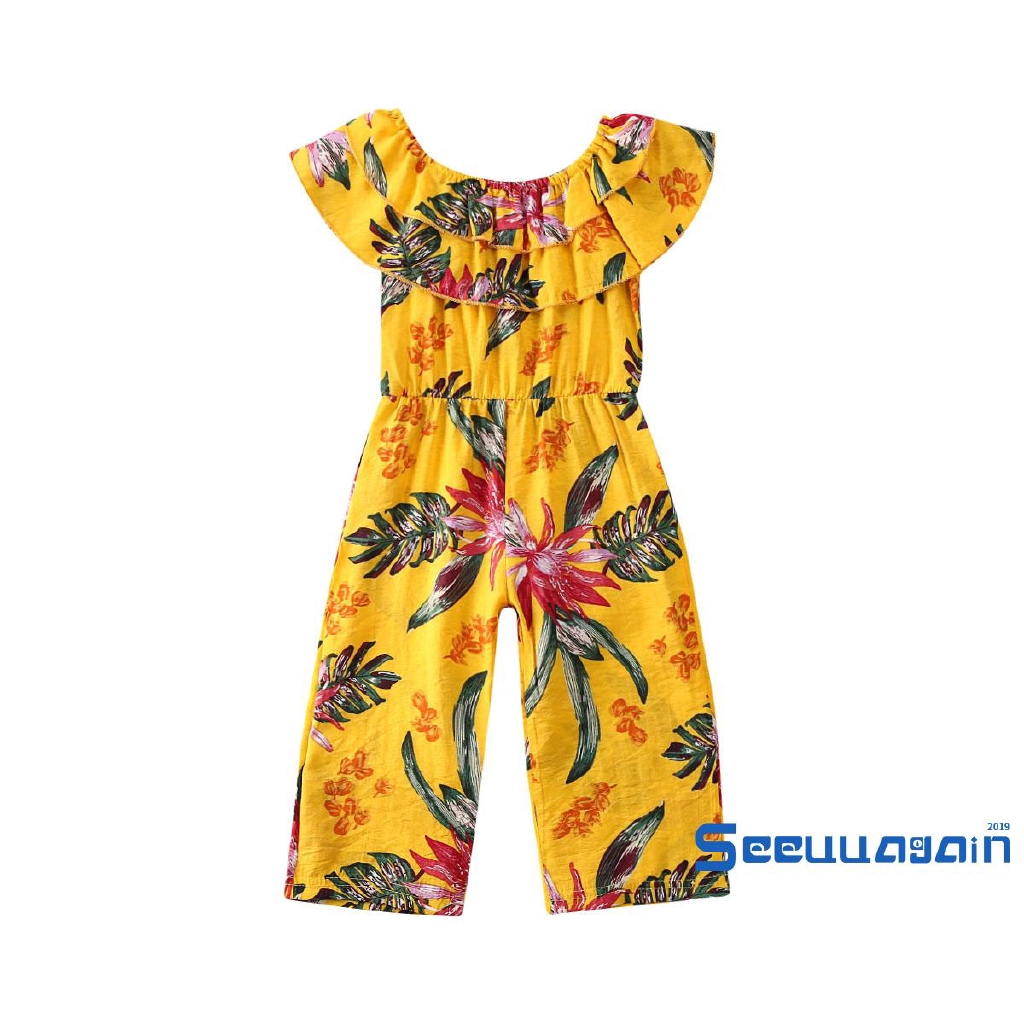 Jumpsuit Không Tay In Họa Tiết Dễ Thương Cho Bé Gái