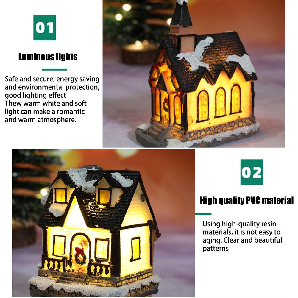 Đèn Ngủ Led Hình Ngôi Nhà Giáng Sinh Bằng Nhựa Resin Mới