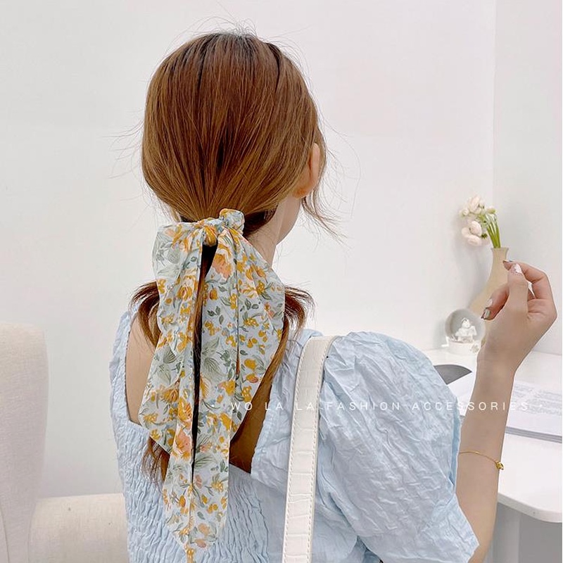 Dây Buộc Tóc Đuôi Ngựa Dài Họa Tiết Hoa Xinh Xắn