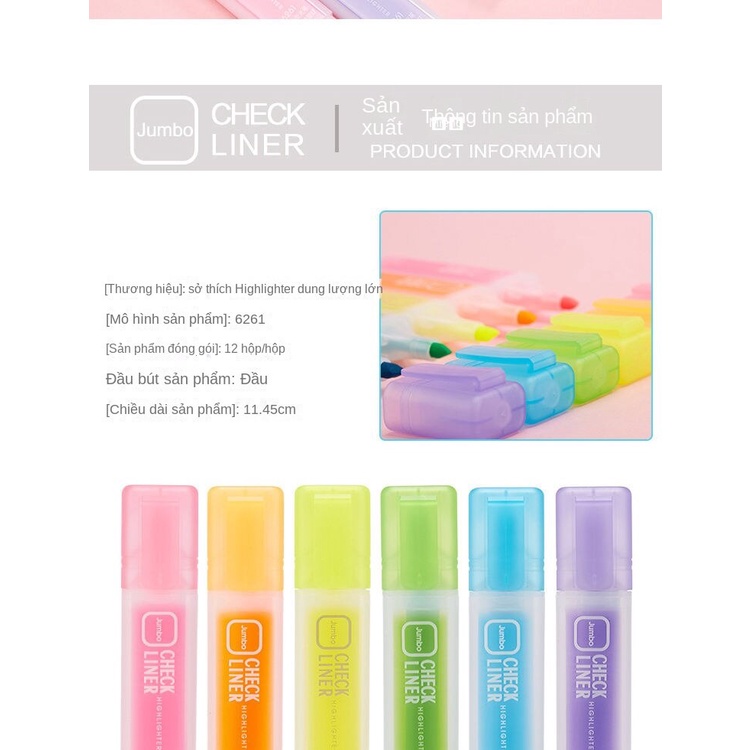 Set 12 Bút Đánh Dấu Dạ Quang Nhiều Màu Sắc