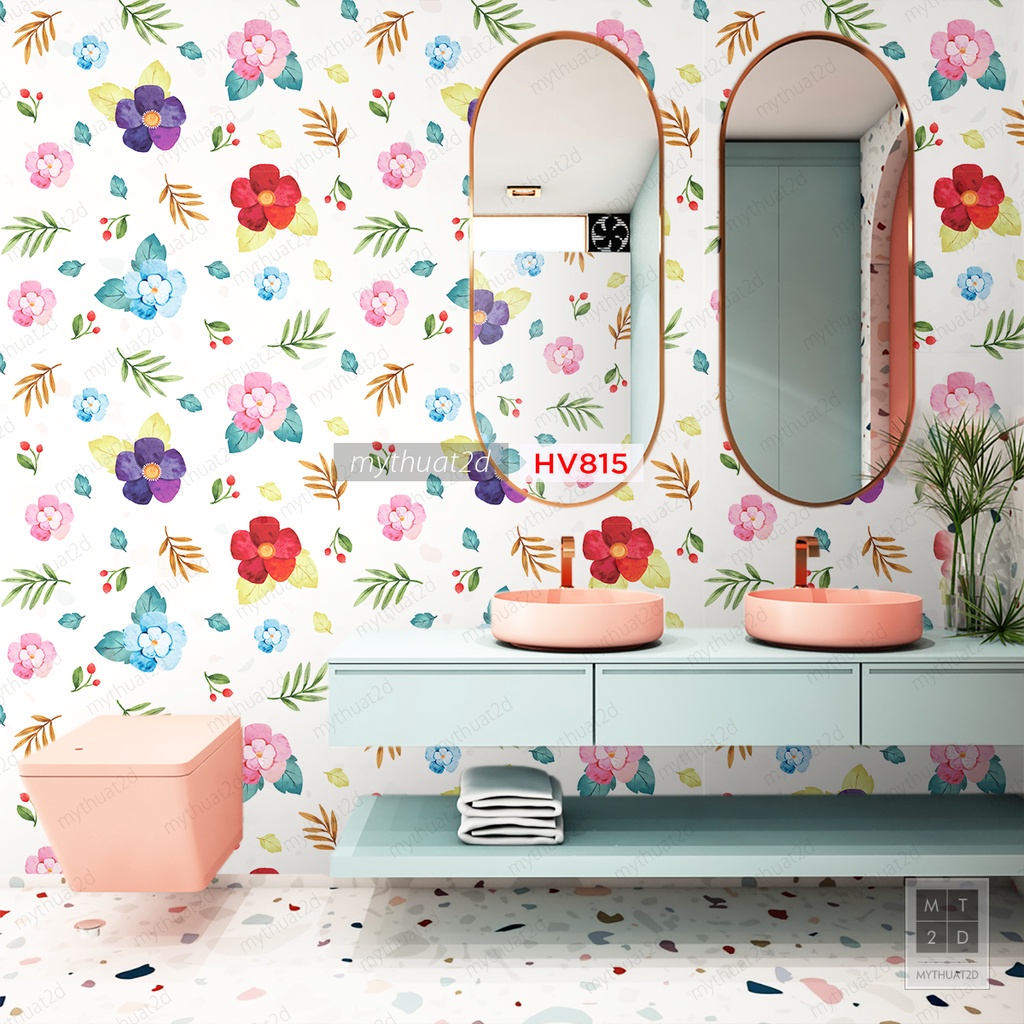 Decal không thấm nước, decor dán bếp, nhà tắm, hoa văn FLEA