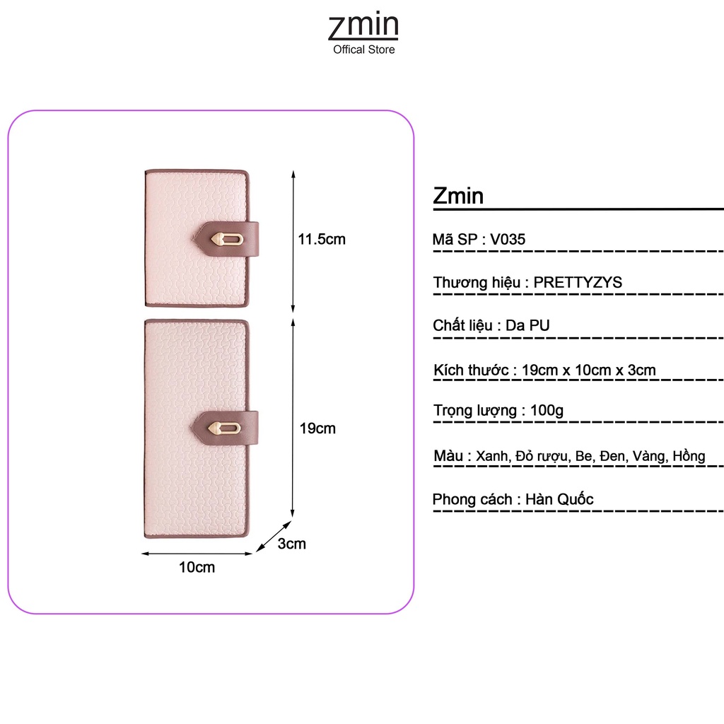 Ví bóp nữ dài cầm tay Zmin, chất liệu da cao cấp đựng vừa điện thoại - V035