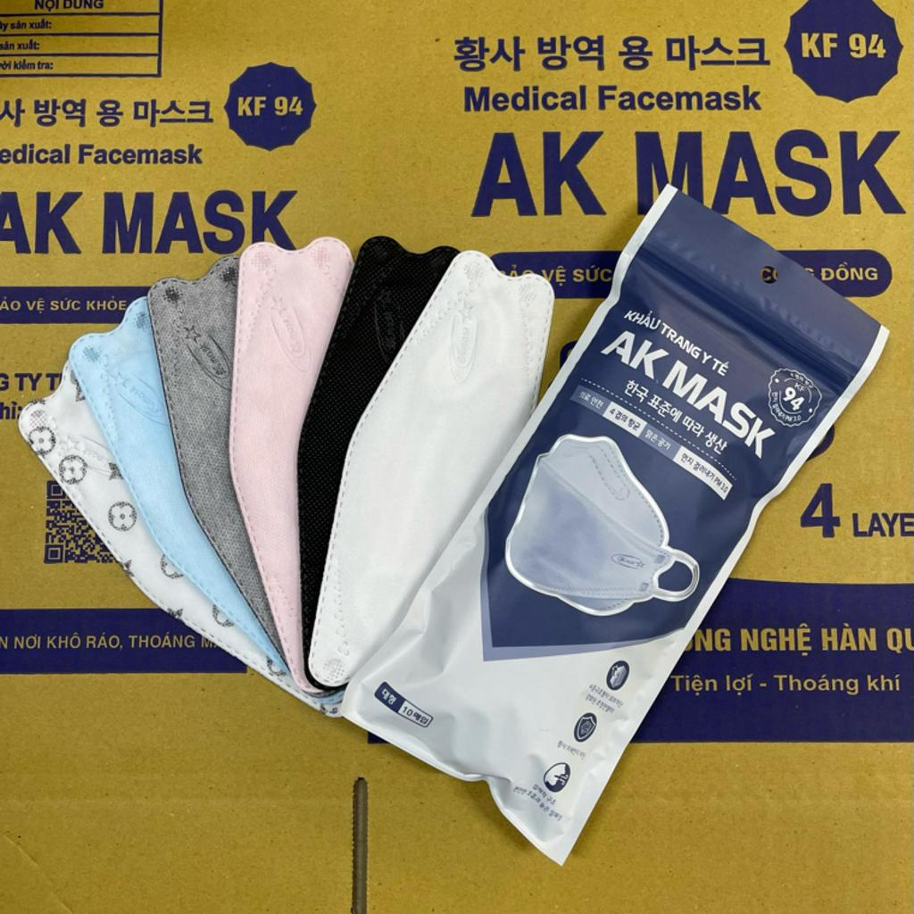 [1THÙNG 300 CÁI] 30 GÓI Khẩu Trang KF94 Màu ĐEN,TRẮNG,TRẮNG LV,HỒNG,XANH,XÁM,VÀNG Phong Cách Hàn Quốc-4 Lớp Kháng Khuẩn