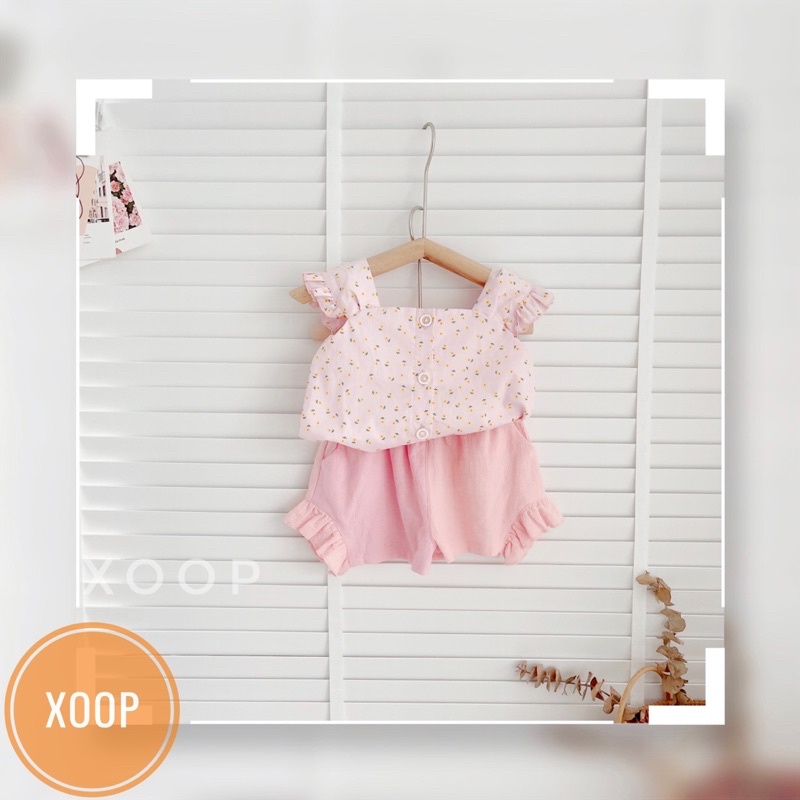 (8-20kg)Bộ cánh tiên quần túi hoa nhí chạy bèo 2 màu cho bé gái