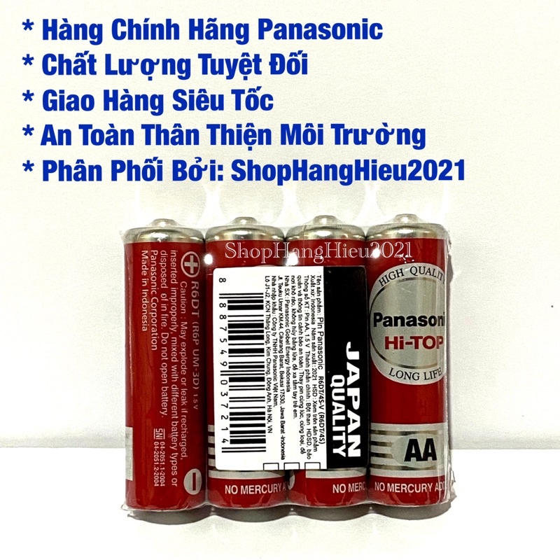 Pin AA Panasonic Hi-Top R6DT/4S Vỉ 4 Viên Hàng Chính Hãng Made in Indonesia