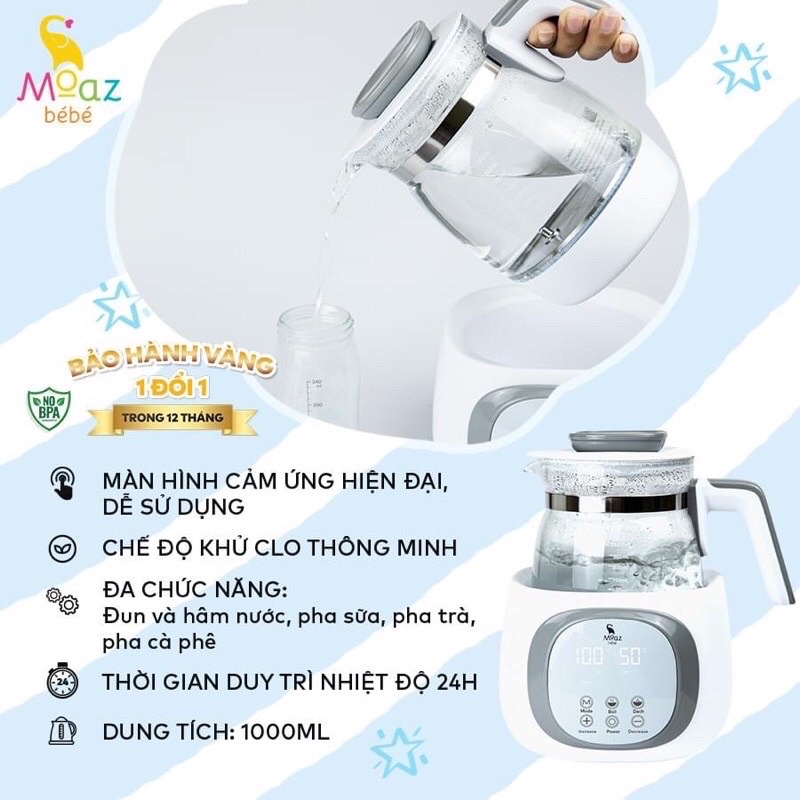 Máy đun nước khử flo moaz bebe mb012 bảo hành 12 tháng