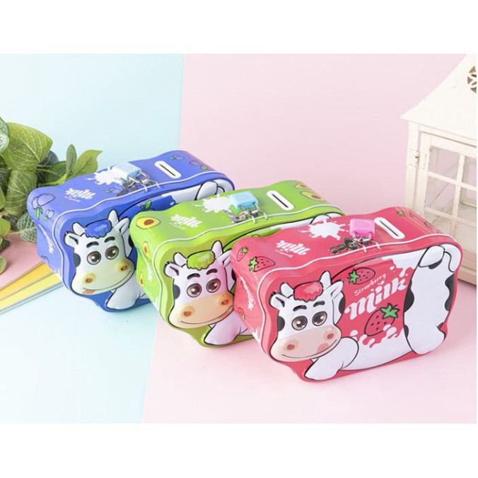 Két sắt mini tiết kiệm tiền hình con bò sữa cho bé