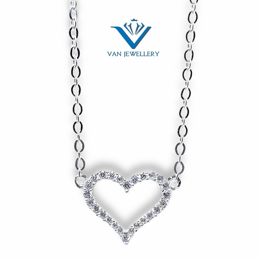 Dây chuyền bạc dây liền mặt tim đính đá bạc ta Van Jewelry V10577