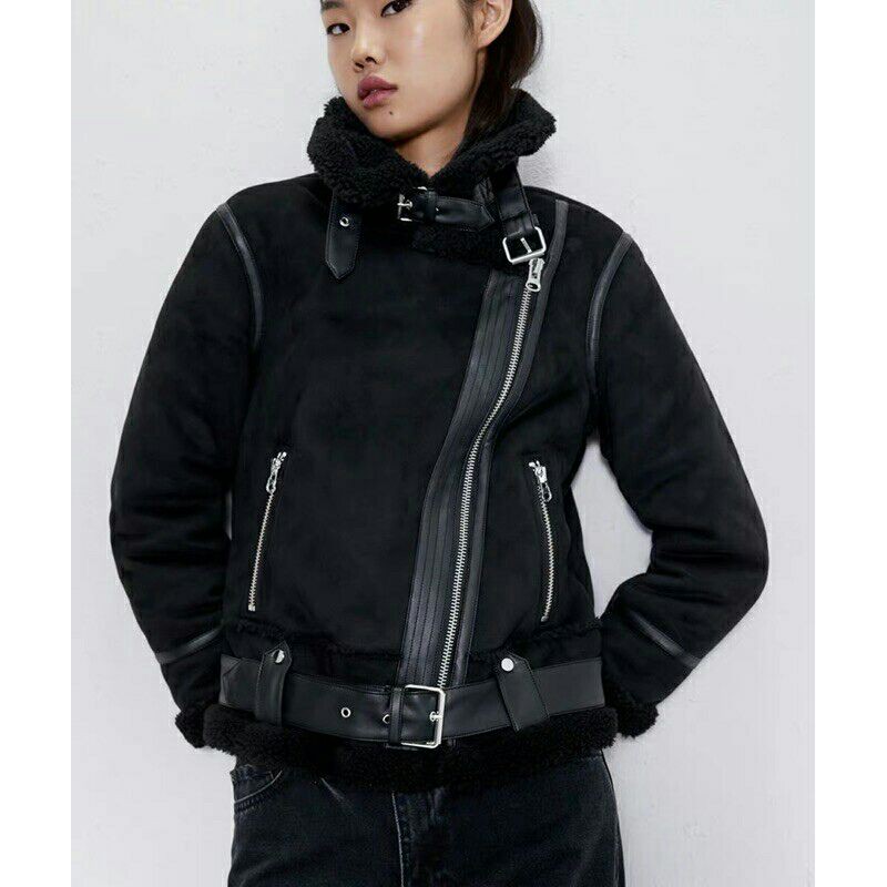 khoác da lộn zara hàng tuồn size XS đen