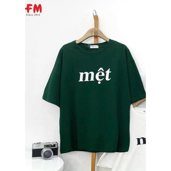 [ Rẻ vô địch ] Áo thun cotton tay lỡ dáng rộng unisex - Mệt