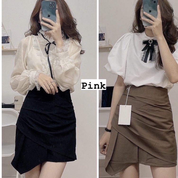 Chân Váy Ngắn Chữ A Lưng Cao Xếp Ly Phong Cách Hàn Quốc