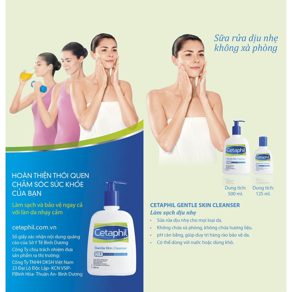 [Tặng 3 gói khăn giấy ướt] Combo 2 Sữa rửa mặt làm sạch dịu nhẹ Cetaphil Gentle Skin Cleanser 500ml/chai