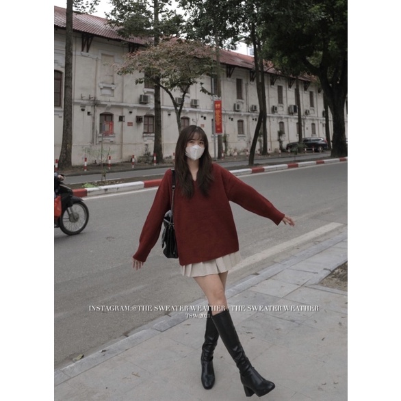 [Mã 152FASHIONSALE giảm 12% đơn 99K] Áo len trơn cổ V chất đẹp