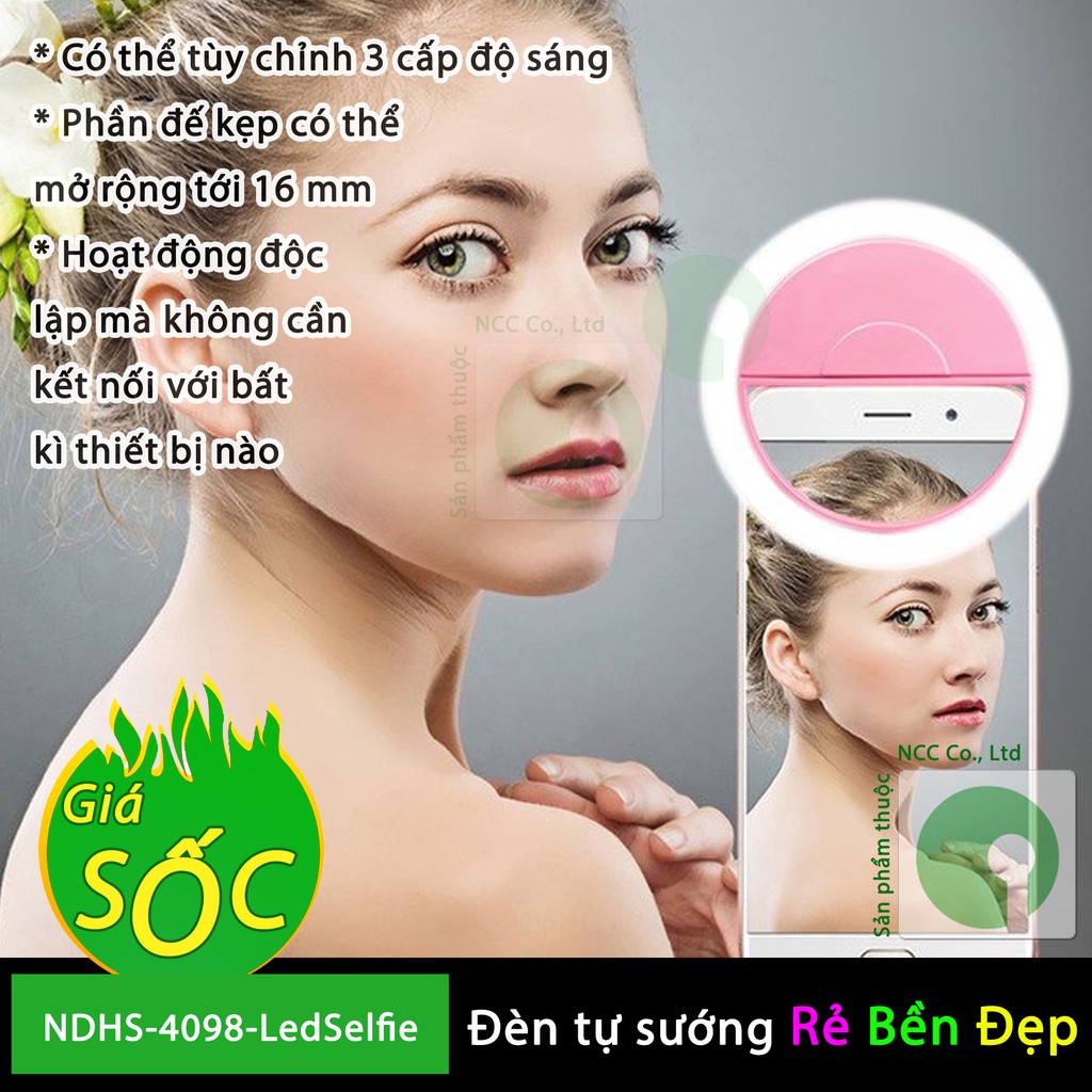 Kẹp đèn LED tự sướng Selfie tăng cường 3 chế độ sáng - đẹp mịn hơn khi chụp hình - NDHS-4098-LedSelfie | BigBuy360 - bigbuy360.vn