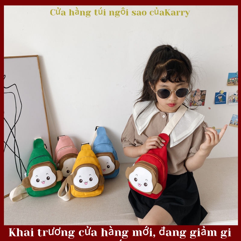 Phiên bản Hàn Quốc của túi trẻ em khỉ dễ thương túi nhỏ đeo ngực túi vải ba lô túi nhỏ túi xách túi thời trang đi chơi