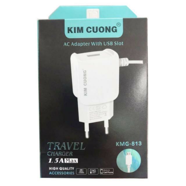 BS03 - BỘ CỦ, CÓC SẠC KIM CƯƠNG 1.5A MAX KMG-813 LIỀN DÂY