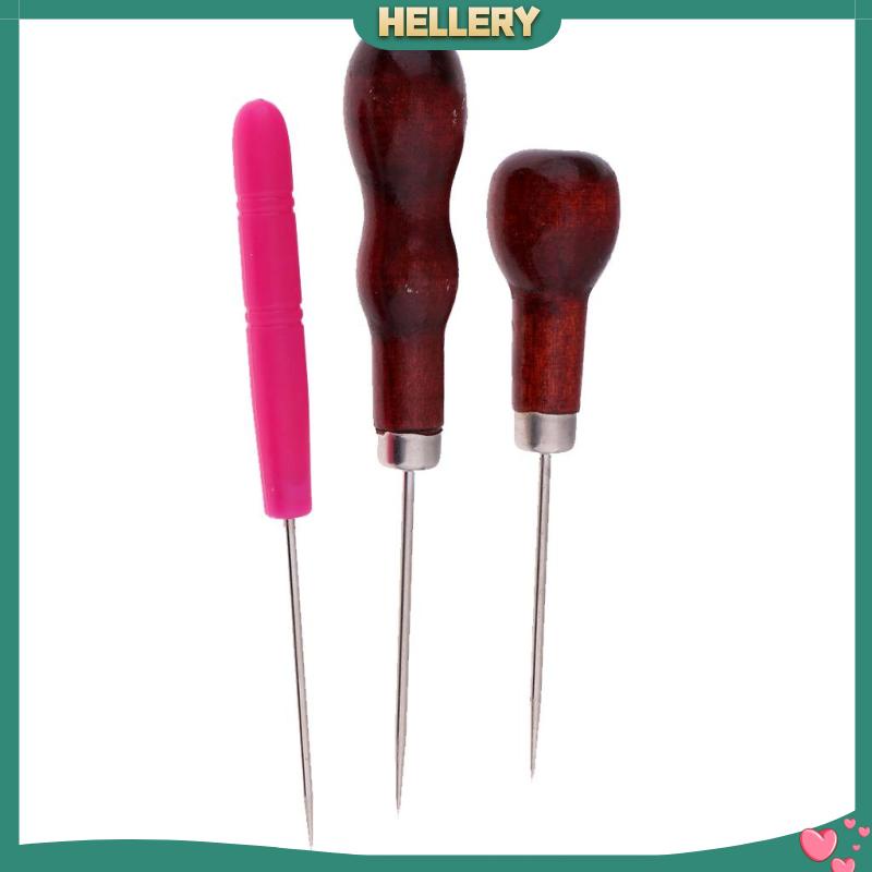 Bộ 3 Dụng Cụ Đục Lỗ Với Tay Cầm Bằng Gỗ / Nhựa Tiện Dụng