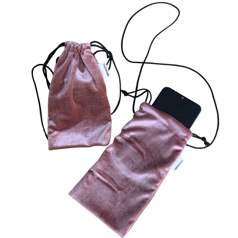 Túi đeo chéo đựng điện thoại bằng vải, chất liệu nhung tăm mềm mại có dây rút hai đầu tiện dụng TUCANVAS TCV24