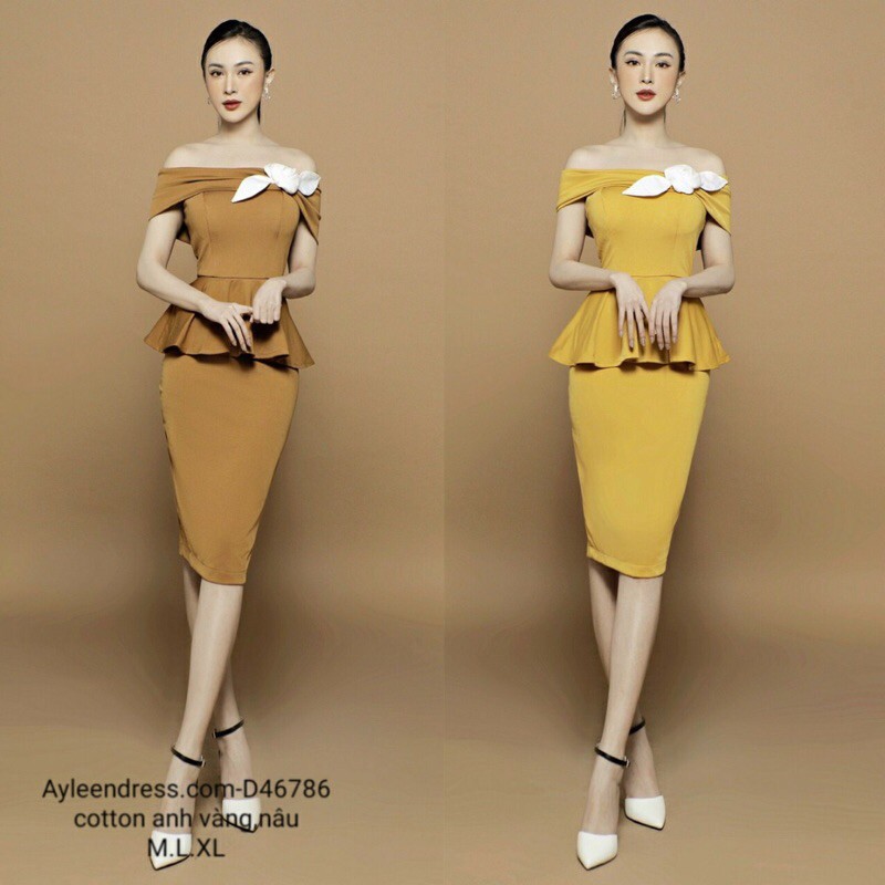 Đầm body trễ vai peplum