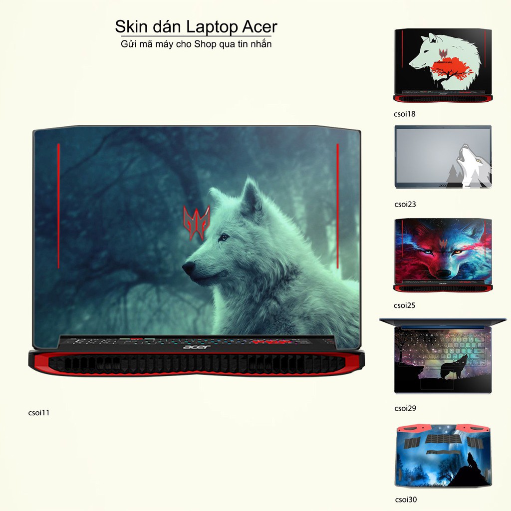 Skin dán Laptop Acer in hình sói tuyết (inbox mã máy cho Shop)