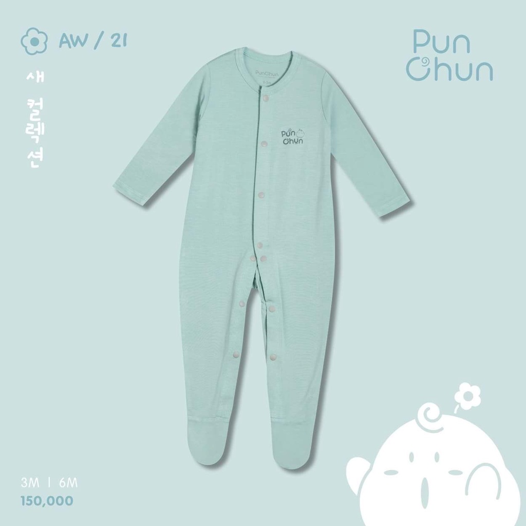 Punchun body liền tất cotton dài tay cho bé trai bé gái sơ sinh