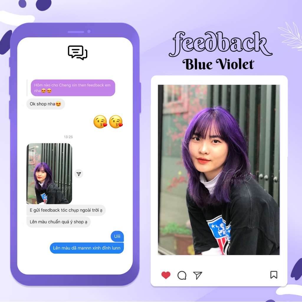 Thuốc Nhuộm Tóc Màu XANH TÍM Blue Violet | Chenglovehair, Chenglovehairs