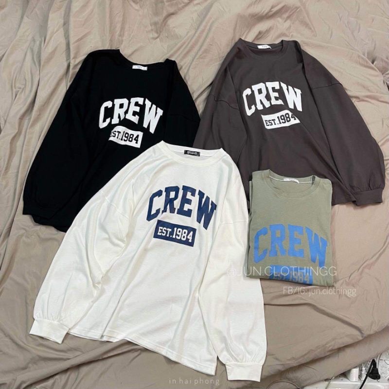 Áo thun nữ cổ tròn tay dài CREW 1984 form rộng unisex - Lyza Store | BigBuy360 - bigbuy360.vn