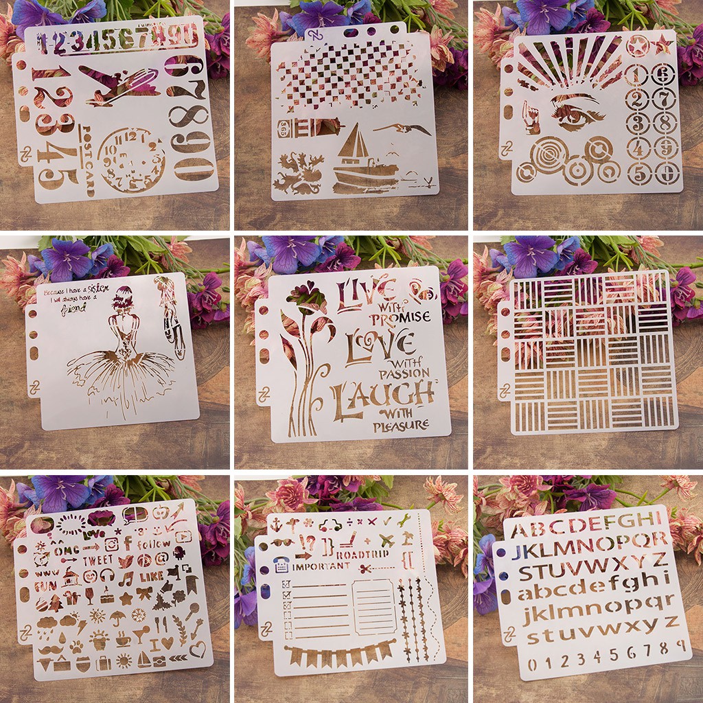 Khuôn vẽ đóng dấu nổi hình hoa dùng trang trí scrapbook/album/thiệp thủ công 5A28804