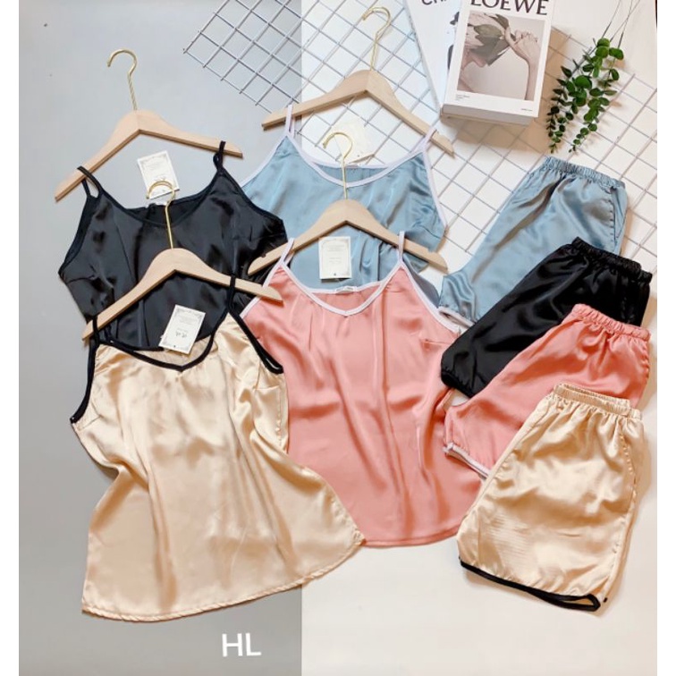 Bộ Lụa 2 dây siêu mát chất lụa satin mềm mướt