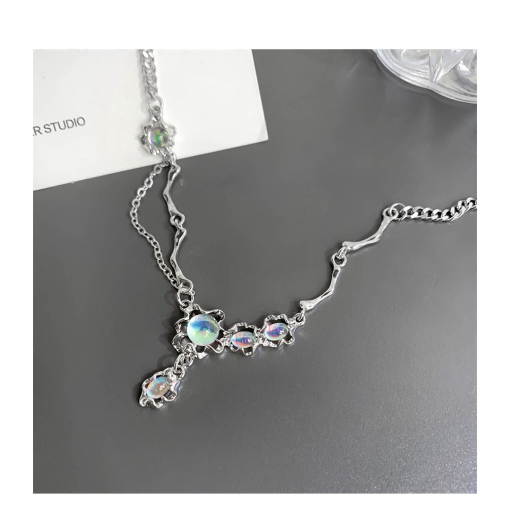 Vòng cổ Đính Đá Mặt Trăng Hình Giọt Nước Thời Trang Phong Cách Hàn Quốc