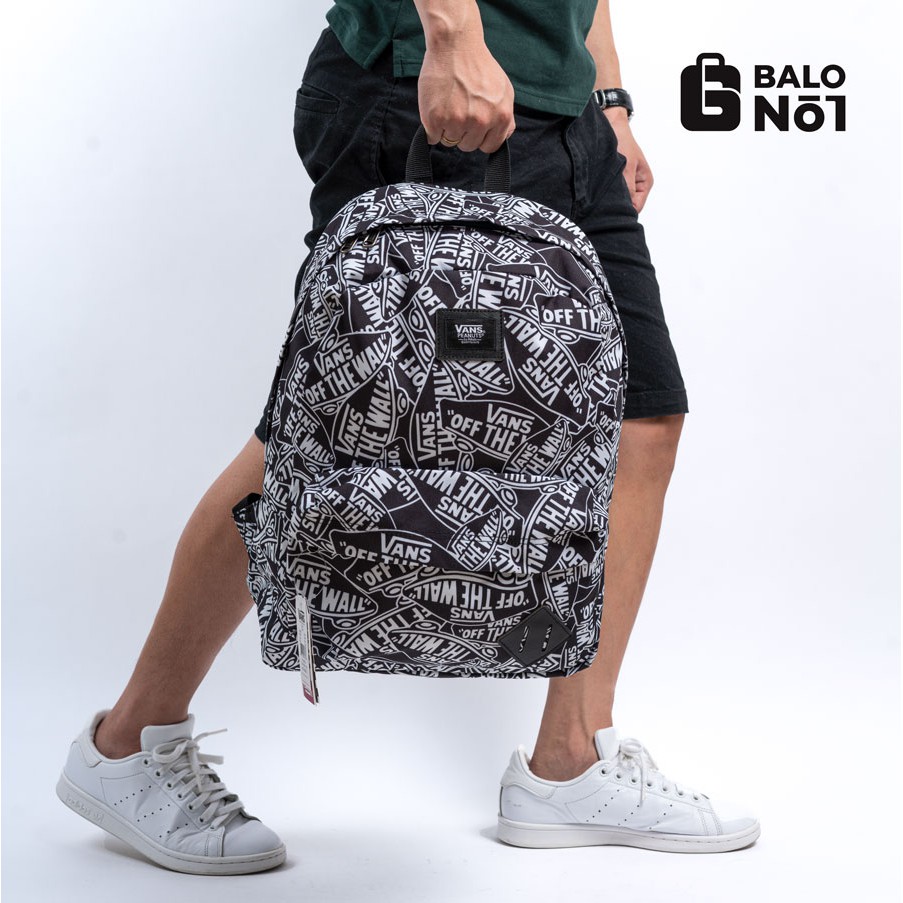 [ Mới Về Tặng Kèm Vớ ] Balo Đi Học Thời Trang Van.s Old Skool Màu Black/White