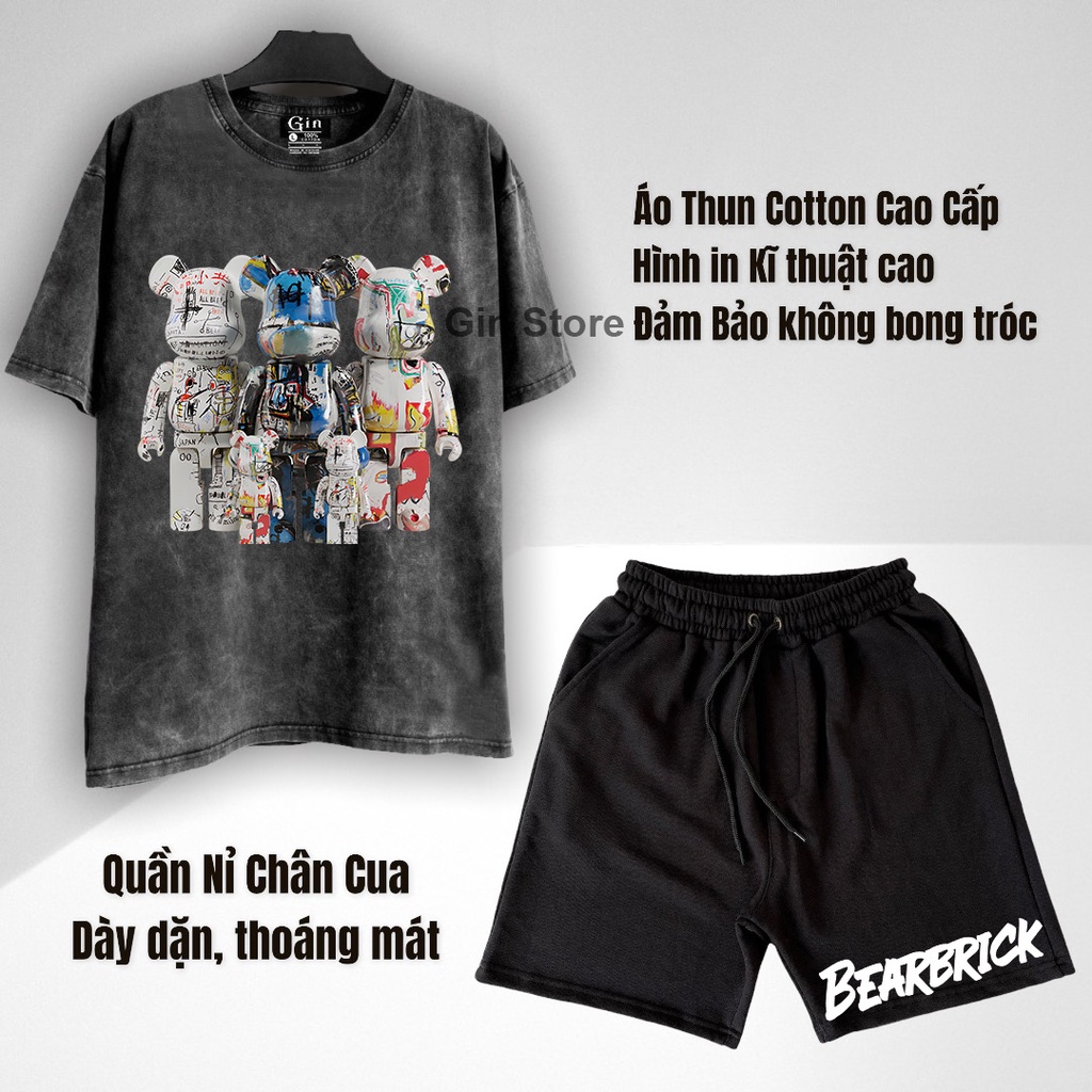 Set Bộ Áo thun bearbrick số 1 - Vải Cotton Cao Cấp Unisex