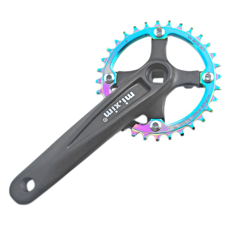 Mi.Xim Single Speed Bike Crankset with Chainring 130 BCD Bicycle Crank Parts Fixed Gear Bike Chainwheel Set 32T