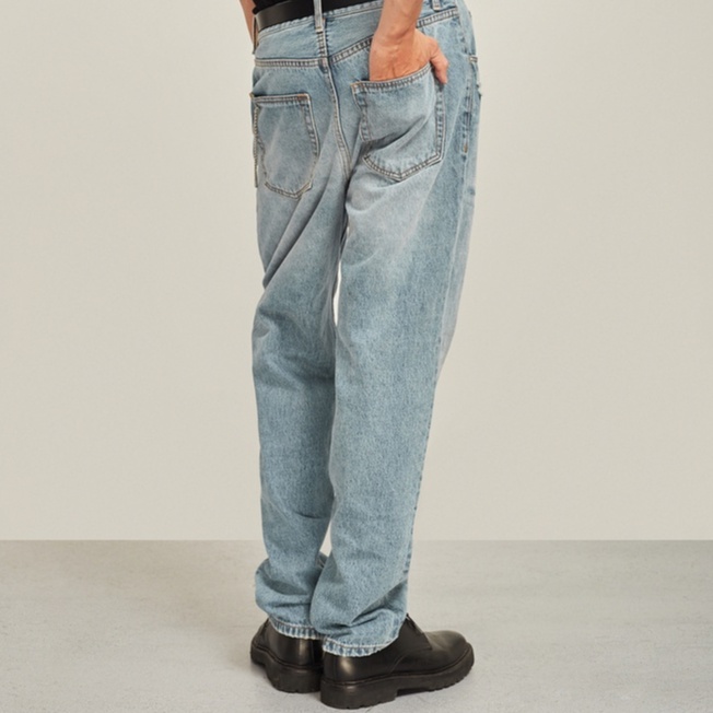 Quần jeans loose nam dáng xuông Highway  Iggy - xanh trơn