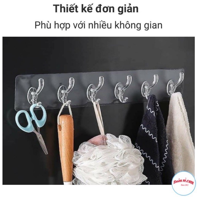 Thanh Treo Đồ Dán Tường 6 Móc Liền Mạch Trong Suốt Siêu Chắc